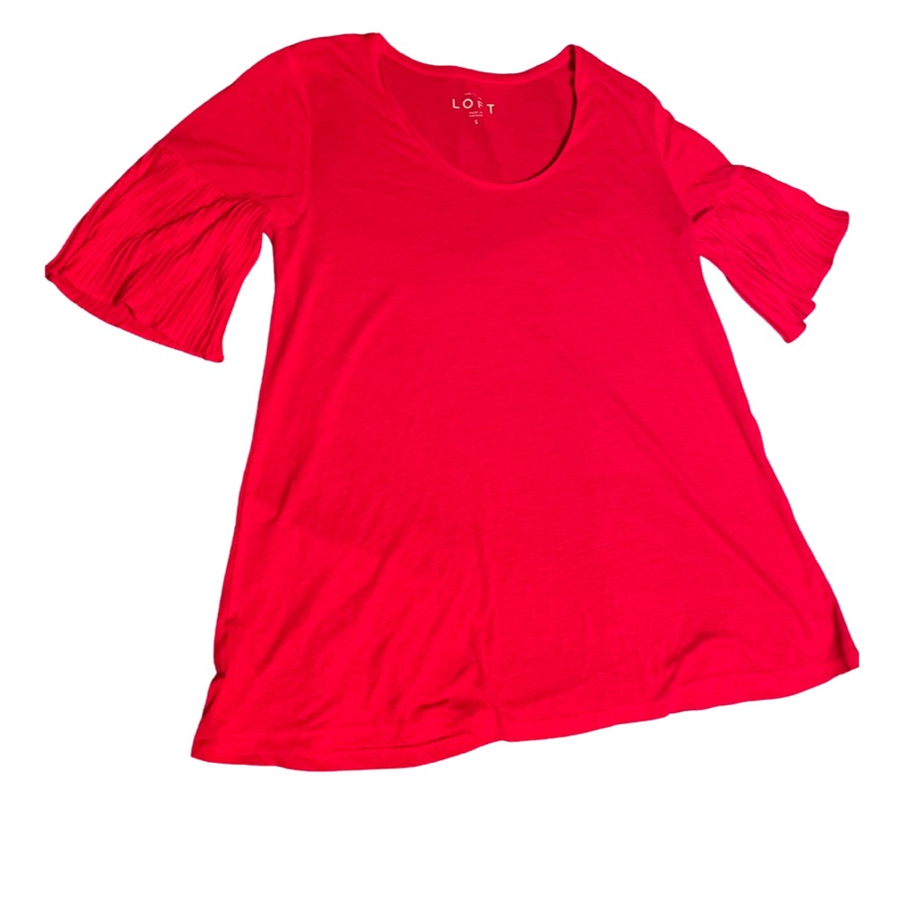 LOFT Red shirt ruffled bell sleeve.